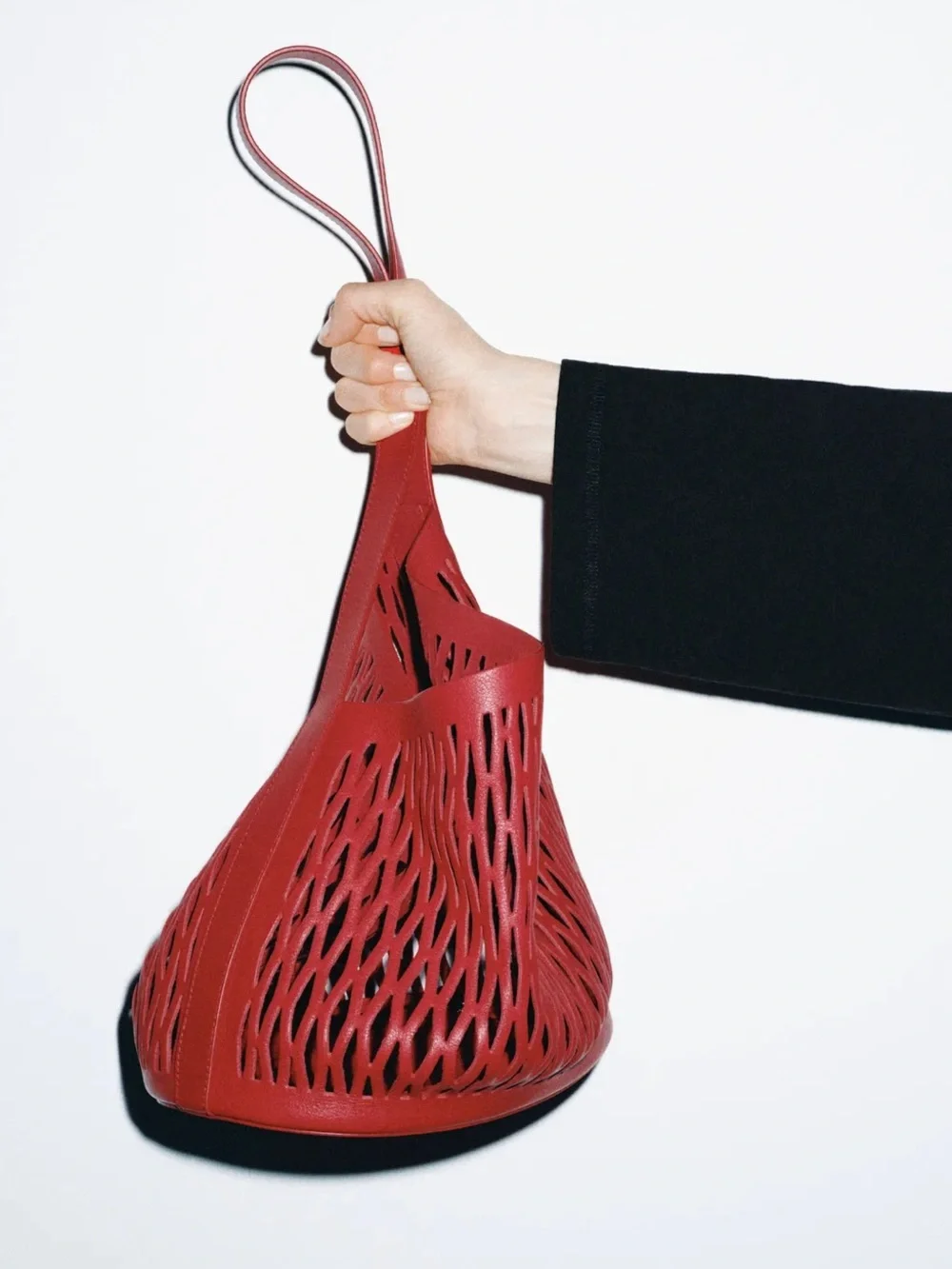 Zara Red Die Cut Leather Bag